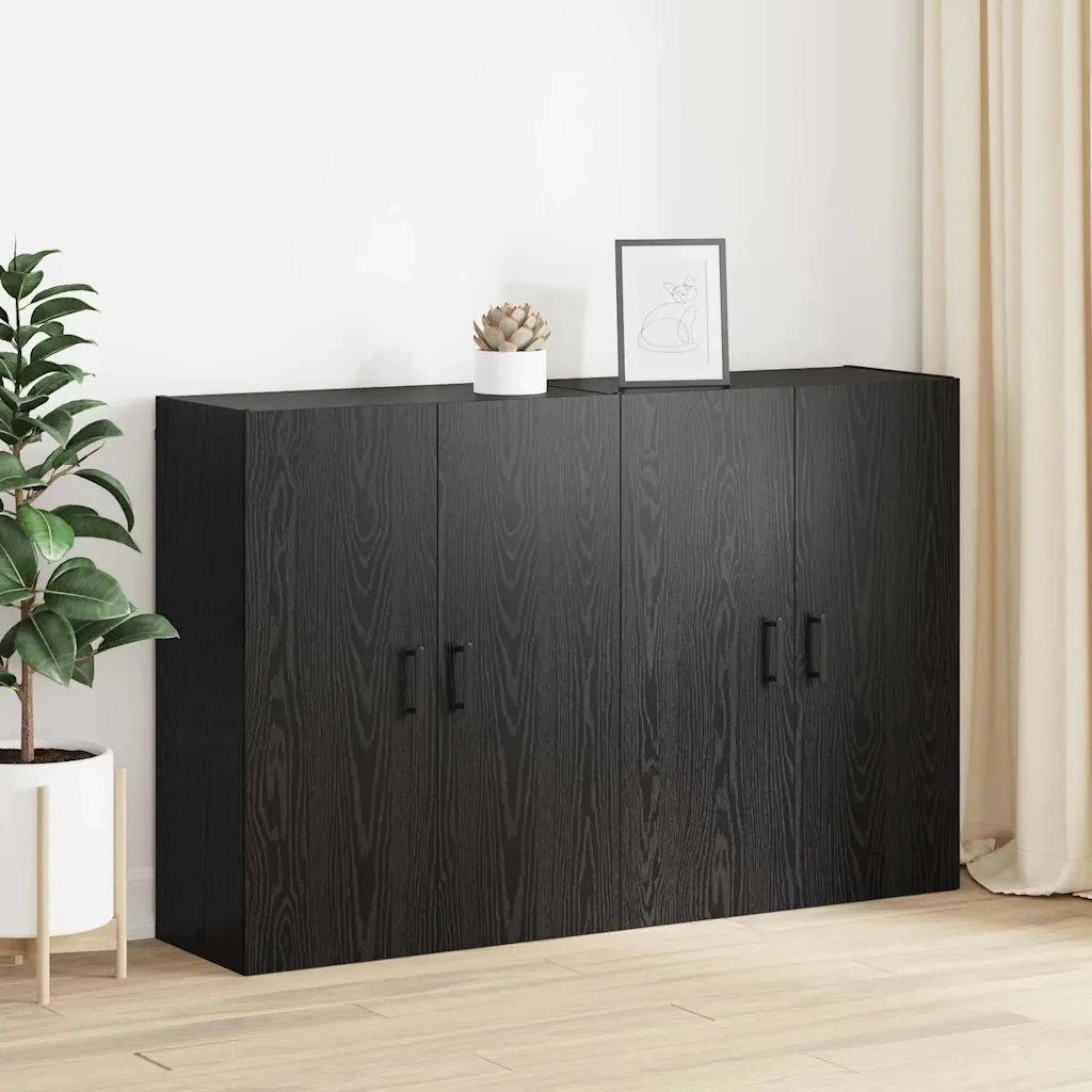 Mobiletto a muro 2 pcs Rovere Nero 69,5 x 34 x 90 cm - Image 4
