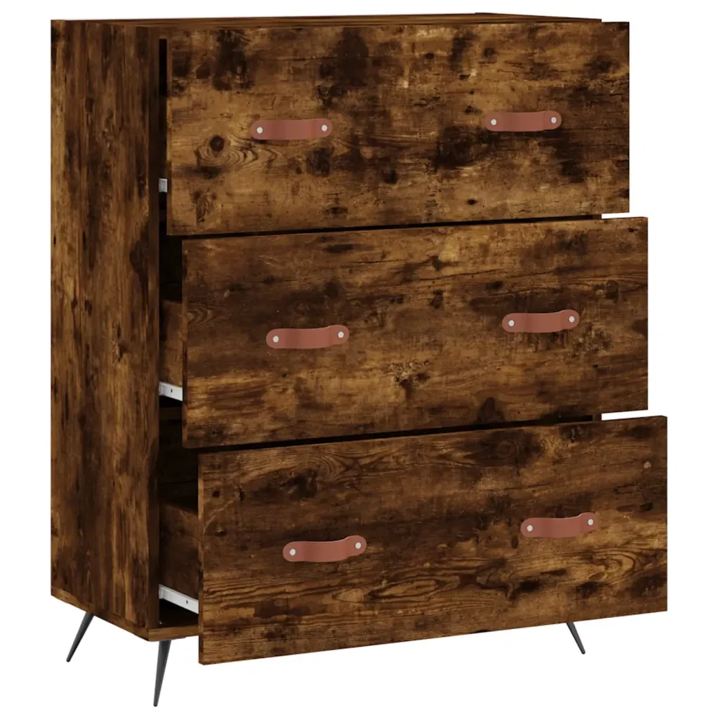 vidaXL Cassettiera Rovere Fumo 69,5x34x90 cm in Legno Multistrato - Image 5