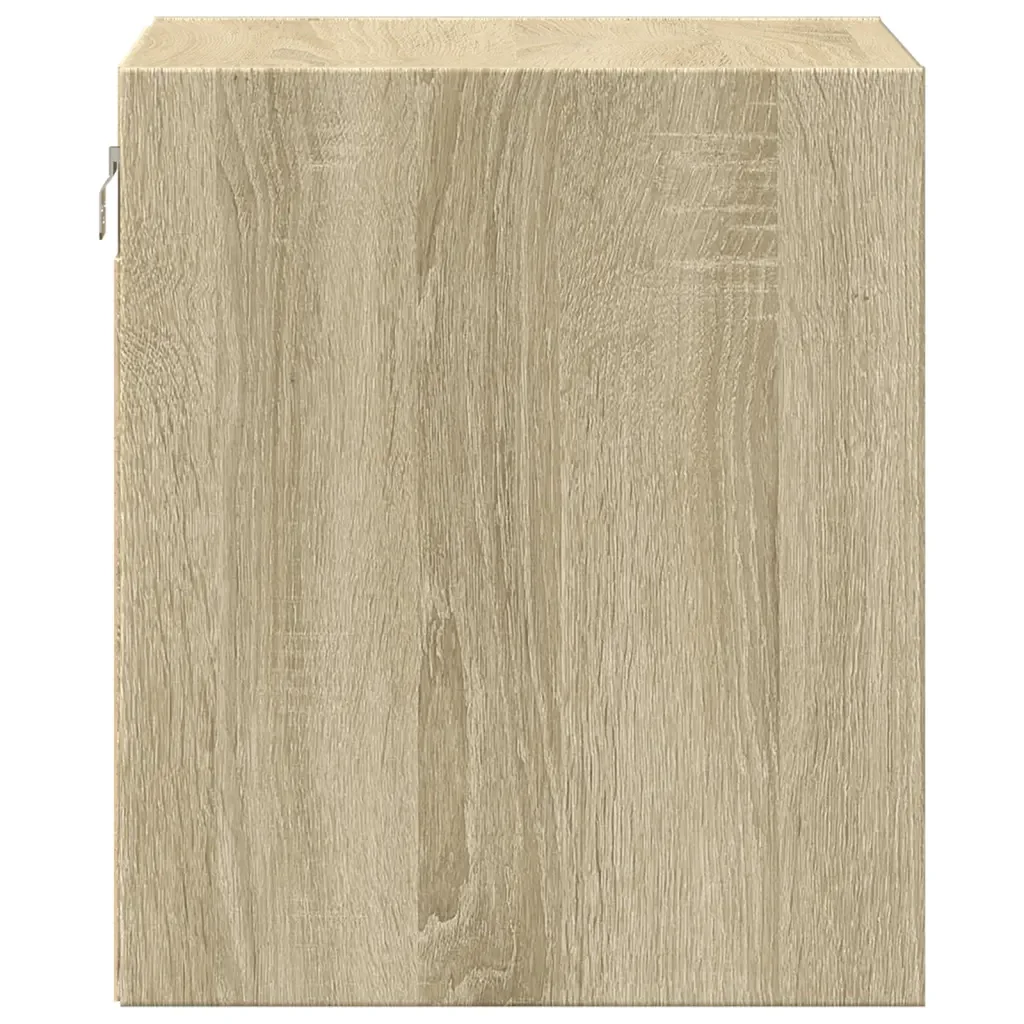 vidaXL Comodino a Parete con luci LED Rovere Sonoma - Image 7