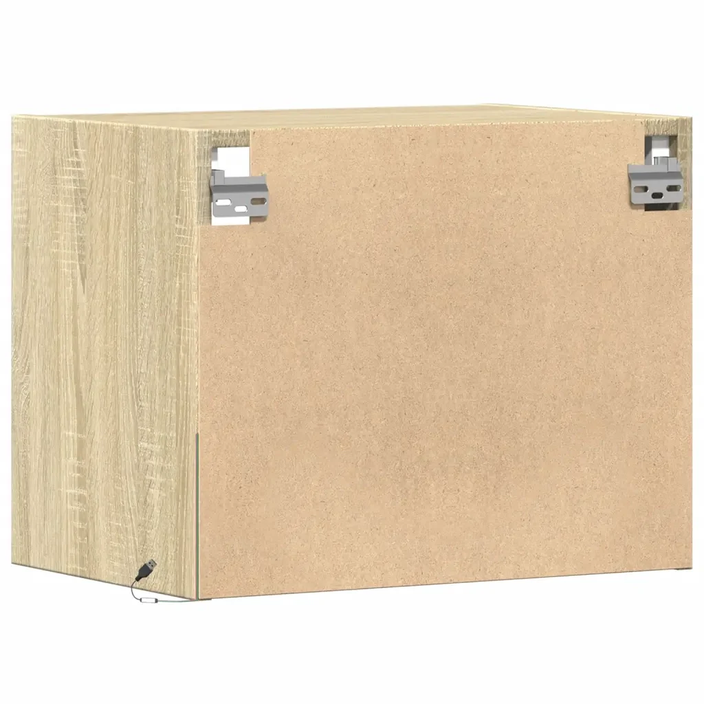 vidaXL Comodino a Parete con luci LED Rovere Sonoma - Image 8