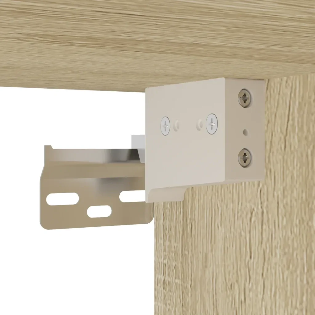 vidaXL Comodino a Parete con luci LED Rovere Sonoma - Image 9