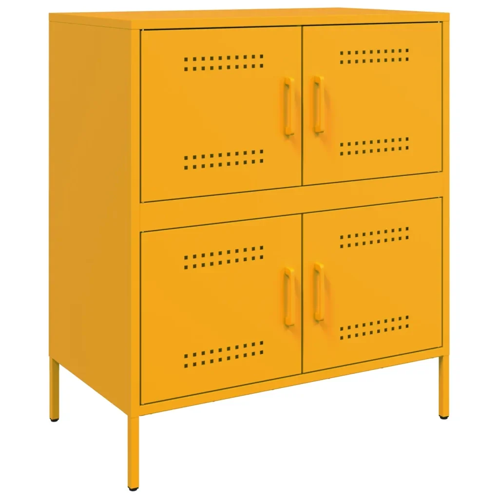 vidaXL Credenza Giallo Senape 68x39x79 cm in Acciaio - Image 2