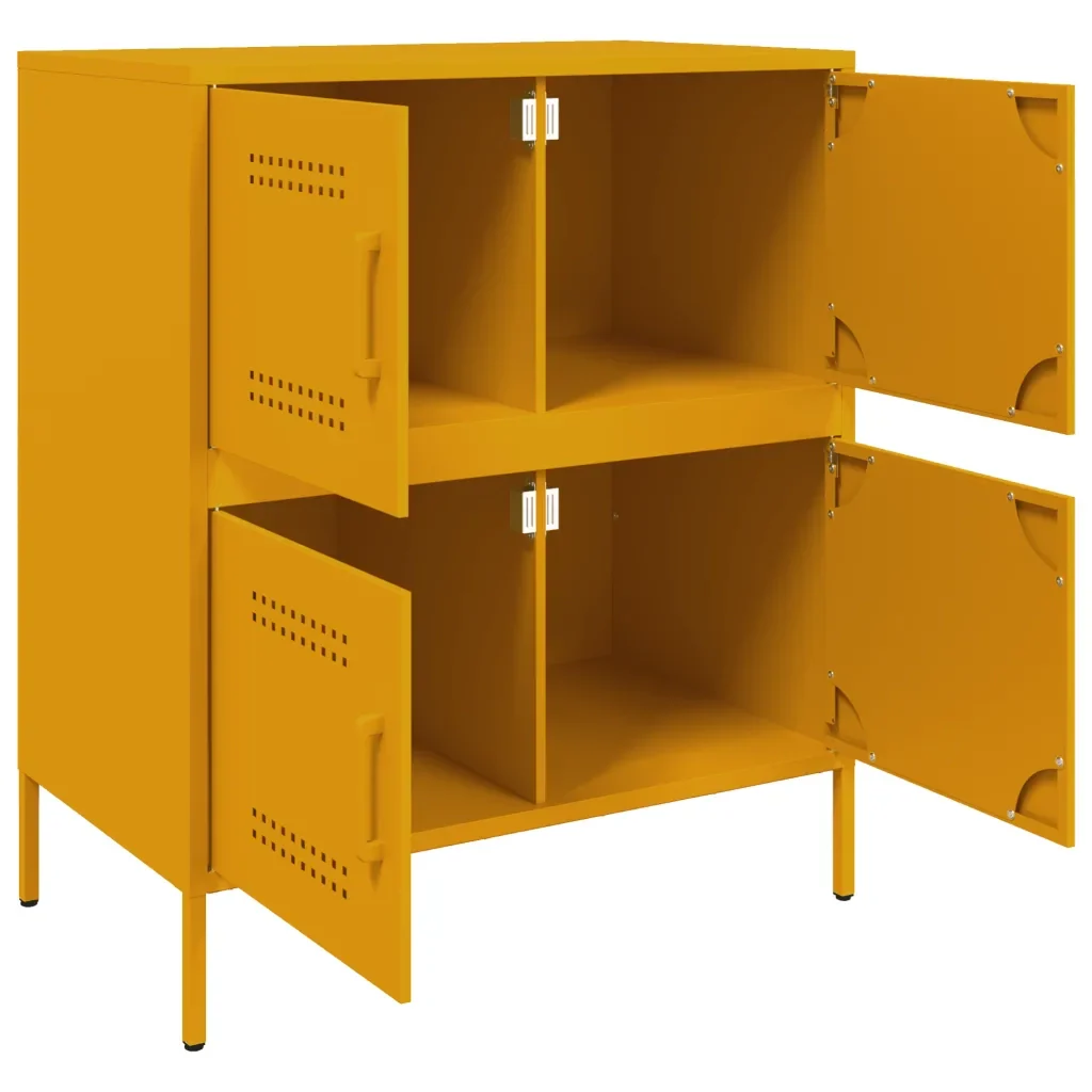 vidaXL Credenza Giallo Senape 68x39x79 cm in Acciaio - Image 8