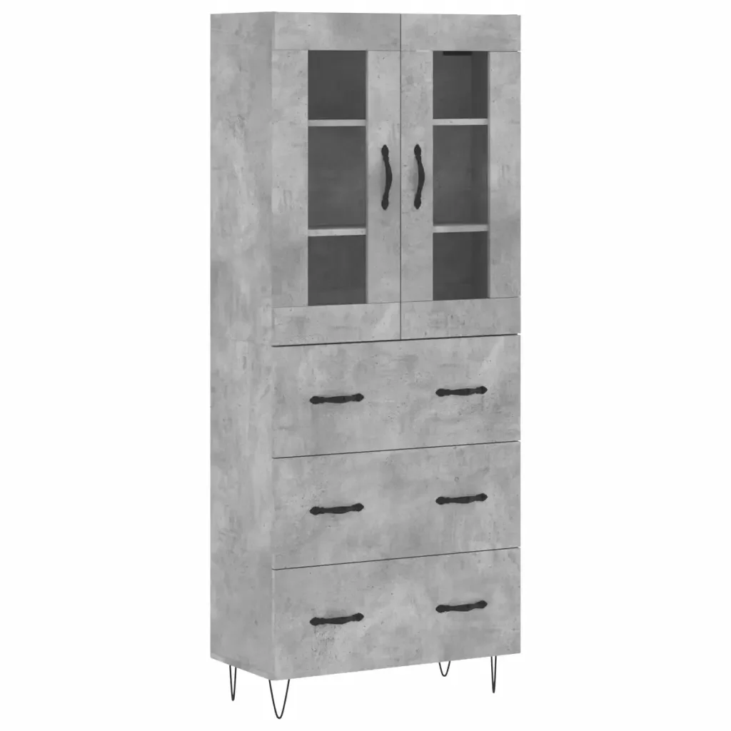 vidaXL Credenza Grigio Cemento 69,5x34x180 cm in Legno Multistrato - Image 2