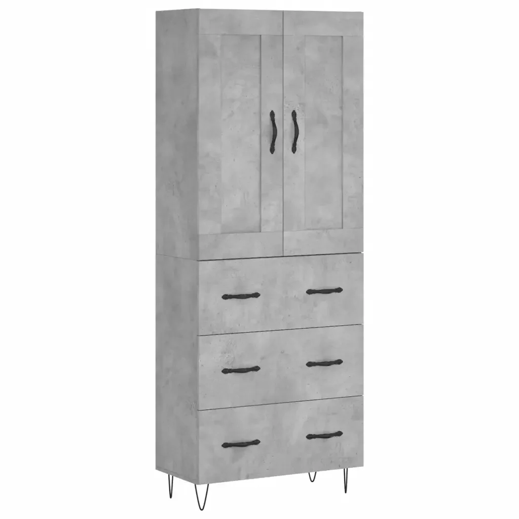 vidaXL Credenza Grigio Cemento 69,5x34x180 cm in Legno Multistrato - Image 2