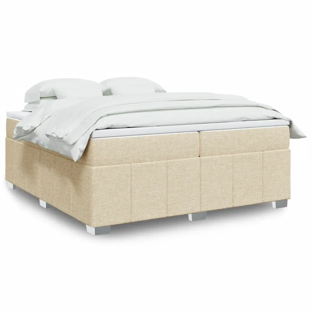 vidaXL Giroletto a Molle con Materasso Crema 200x200 cm in Tessuto
