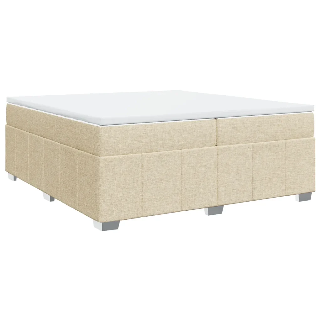 vidaXL Giroletto a Molle con Materasso Crema 200x200 cm in Tessuto - Image 2