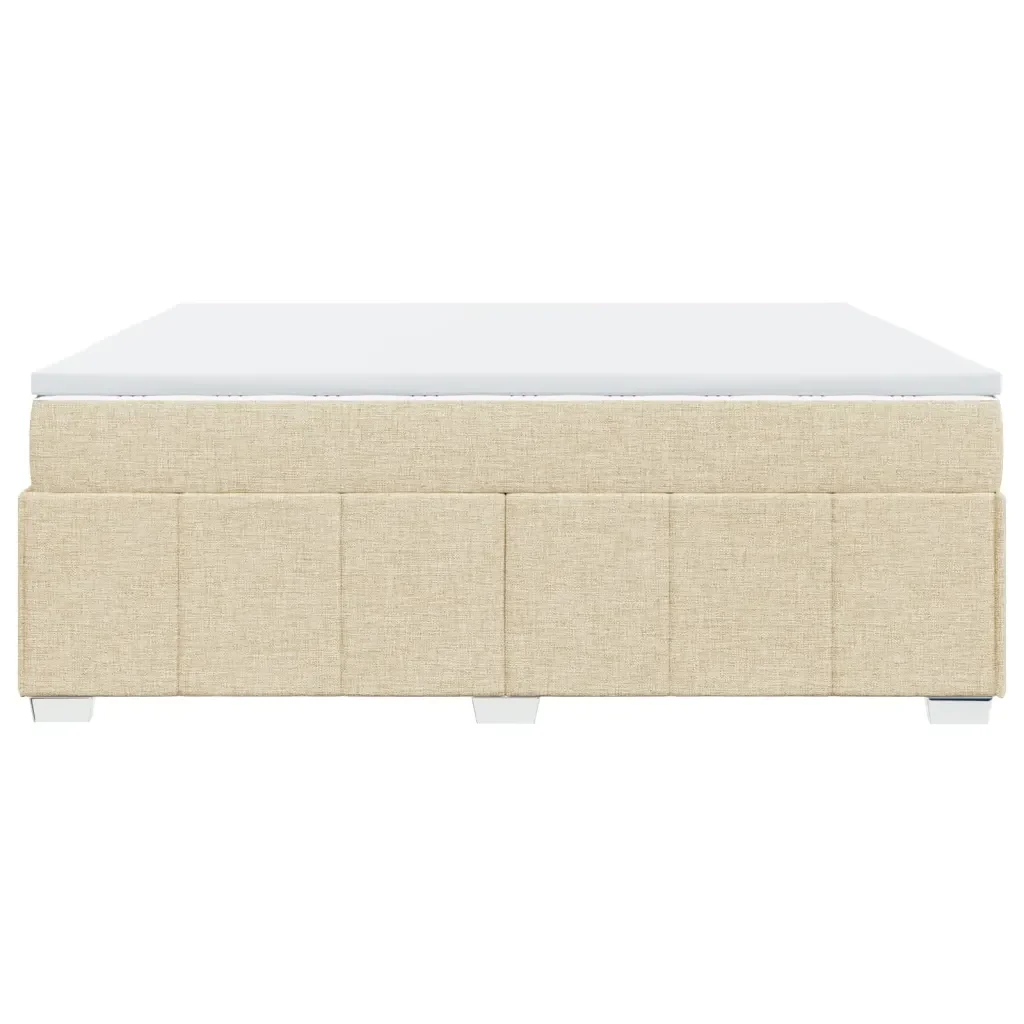 vidaXL Giroletto a Molle con Materasso Crema 200x200 cm in Tessuto - Image 7