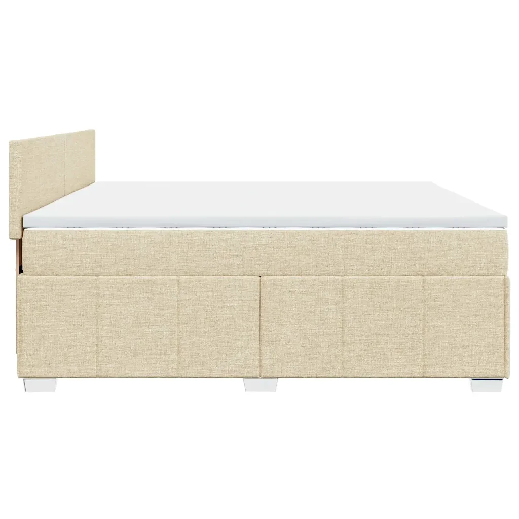 vidaXL Giroletto a Molle con Materasso Crema 200x200 cm in Tessuto - Image 4