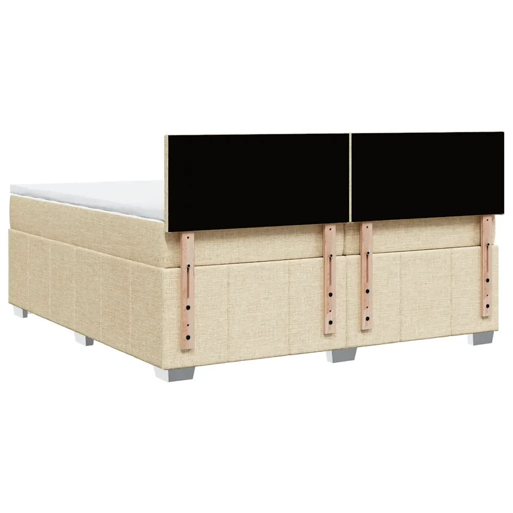 vidaXL Giroletto a Molle con Materasso Crema 200x200 cm in Tessuto - Image 5