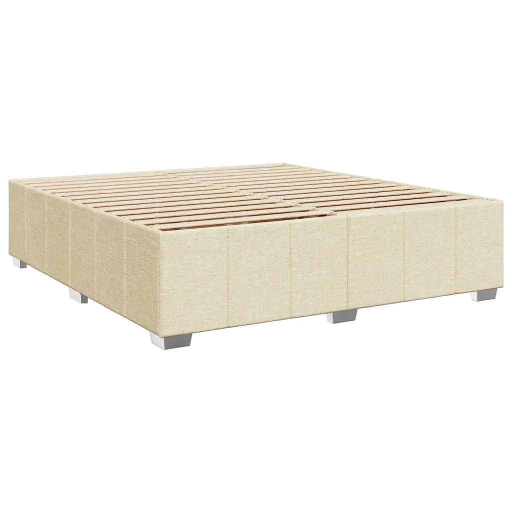 vidaXL Giroletto a Molle con Materasso Crema 200x200 cm in Tessuto - Image 7