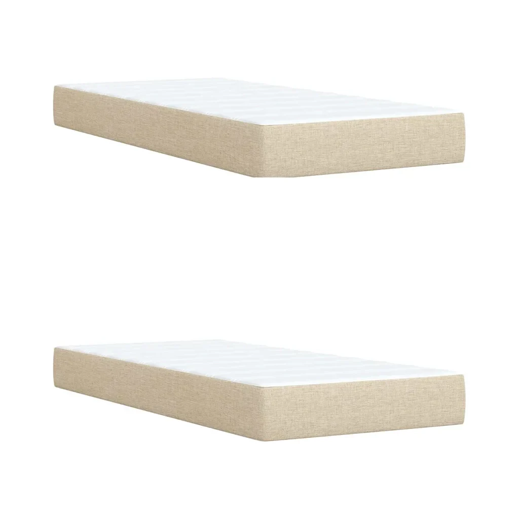 vidaXL Giroletto a Molle con Materasso Crema 200x200 cm in Tessuto - Image 8