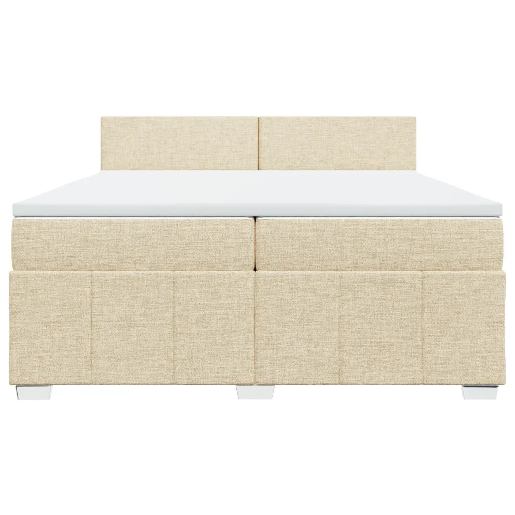 vidaXL Giroletto a Molle con Materasso Crema 200x200 cm in Tessuto - Image 5