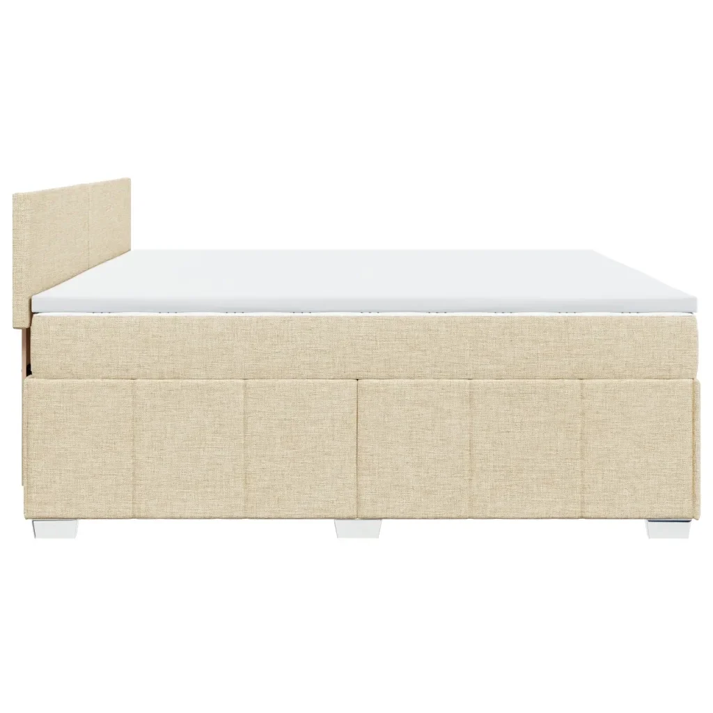 vidaXL Giroletto a Molle con Materasso Crema 200x200 cm in Tessuto - Image 6