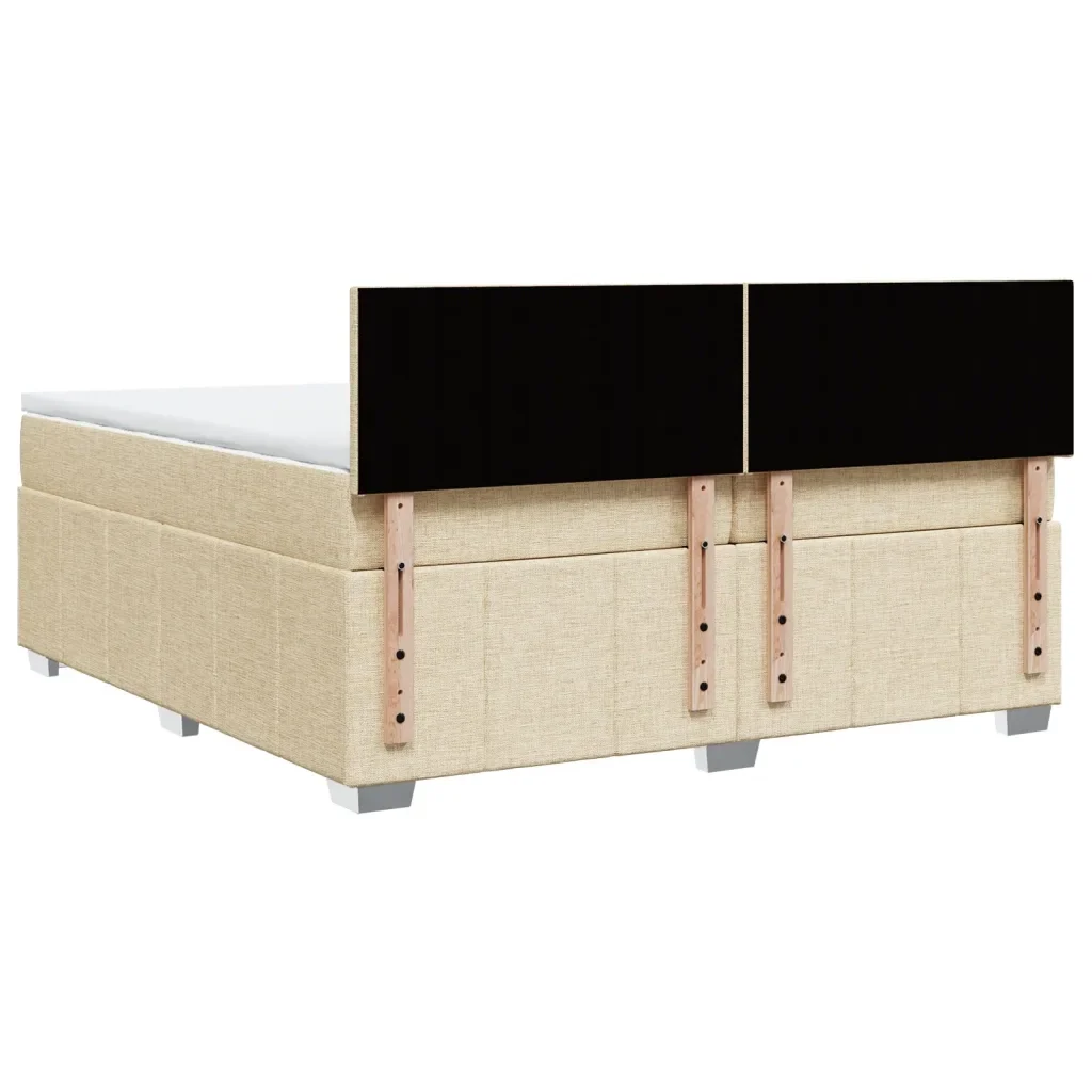 vidaXL Giroletto a Molle con Materasso Crema 200x200 cm in Tessuto - Image 7