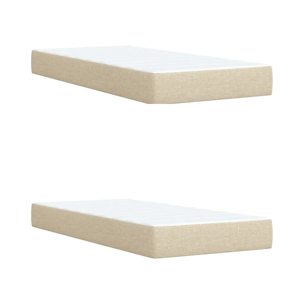vidaXL Giroletto a Molle con Materasso Crema 200x200 cm in Tessuto - Image 9
