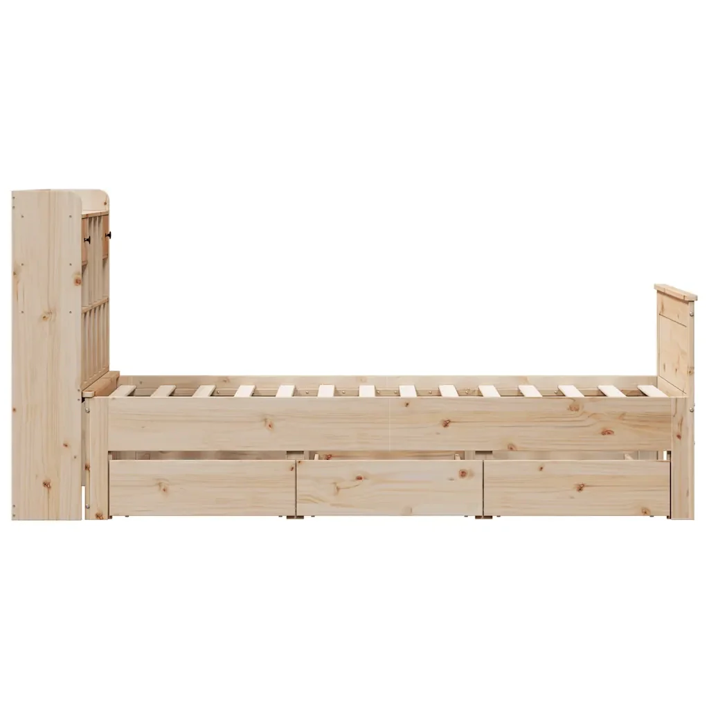 Giroletto con Libreria senza Materasso 75x190 cm in Legno Pino - Image 4