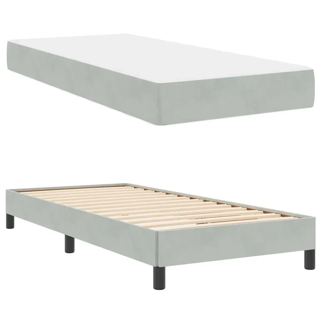 vidaXL Letto box spring con materasso Grigio chiaro 90 x 210 cm - Image 2