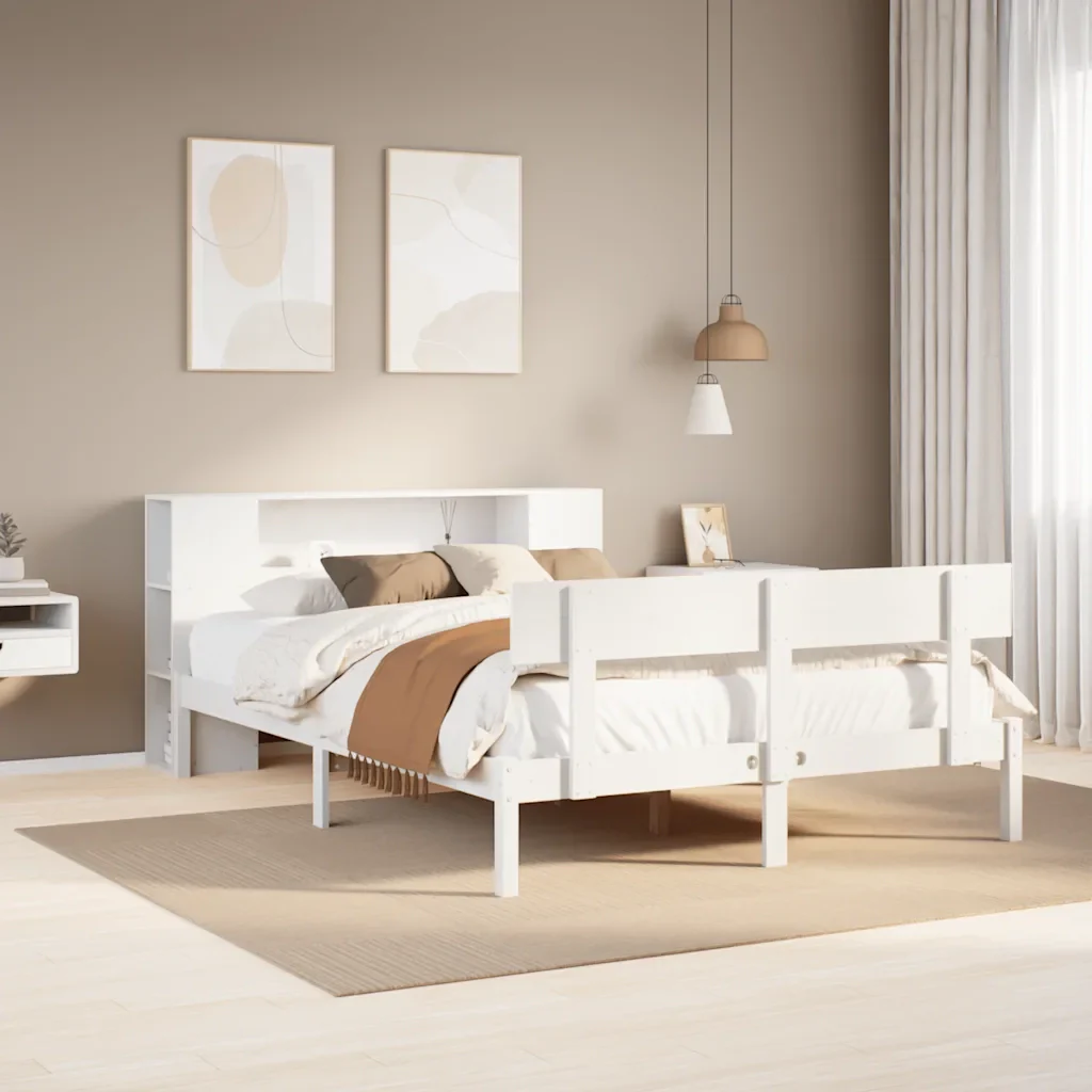 vidaXL Letto Libreria senza Materasso Bianco 120x200 cm Legno di Pino
