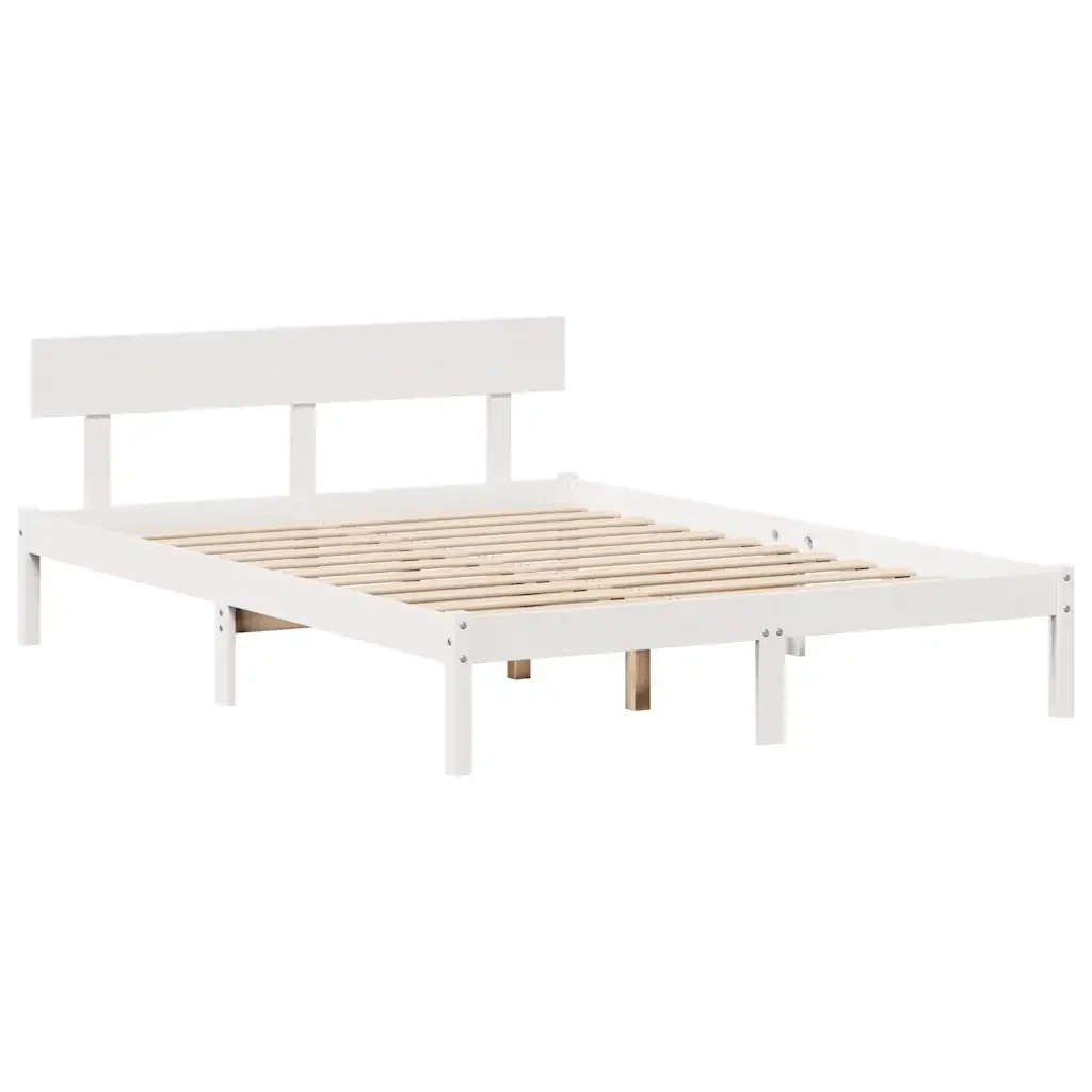 vidaXL Letto Libreria senza Materasso Bianco 120x200 cm Legno di Pino - Image 4