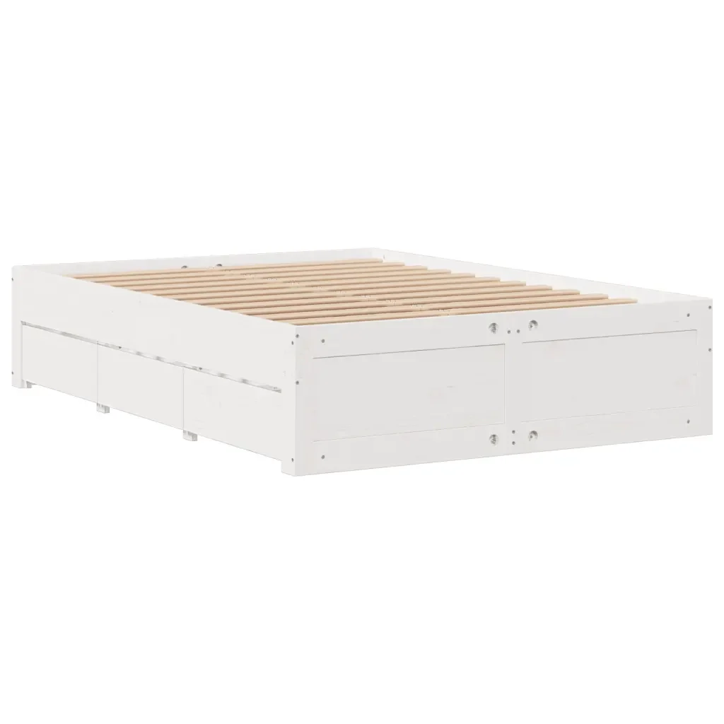 Letto Libreria senza Materasso Bianco 150x200 cm Legno di Pino - Image 5