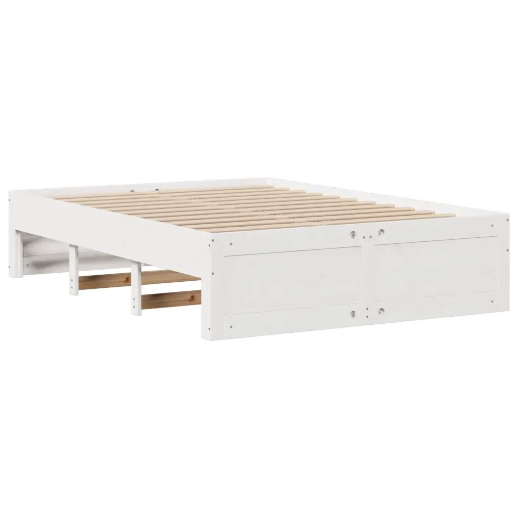 Letto Libreria senza Materasso Bianco 150x200 cm Legno di Pino - Image 6