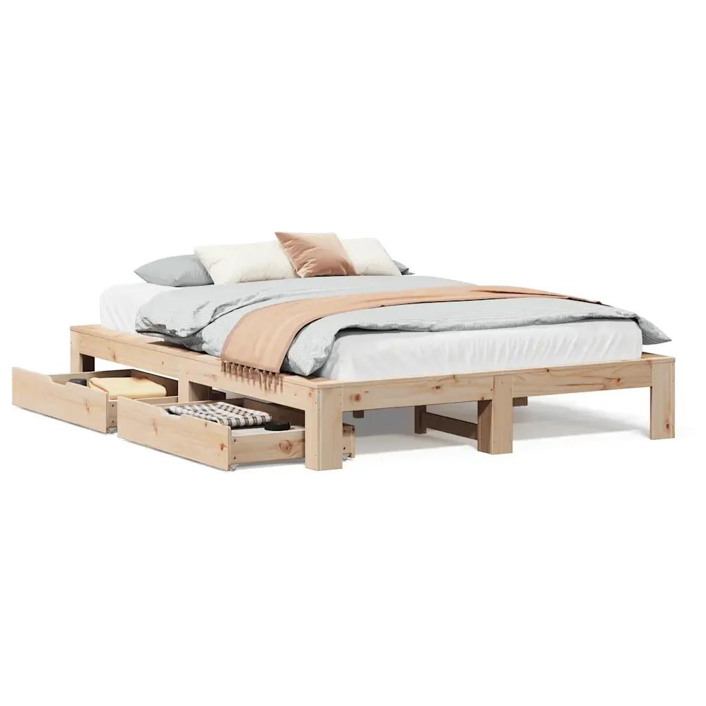 Letto senza Materasso 140x190 cm in Legno Massello di Pino - Image 2