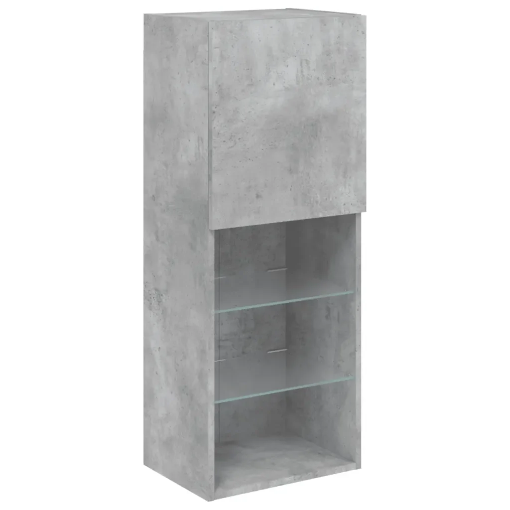 vidaXL Mobili TV a Muro con LED 4pz Grigio Cemento Legno Multistrato - Image 8