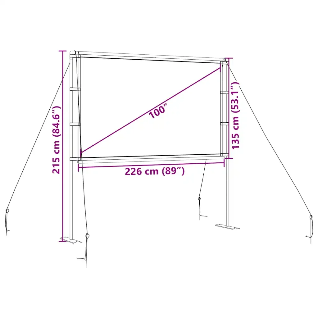 vidaXL Schermo di Proiezione con Supporti 100 Pollici 16:9 - Image 7