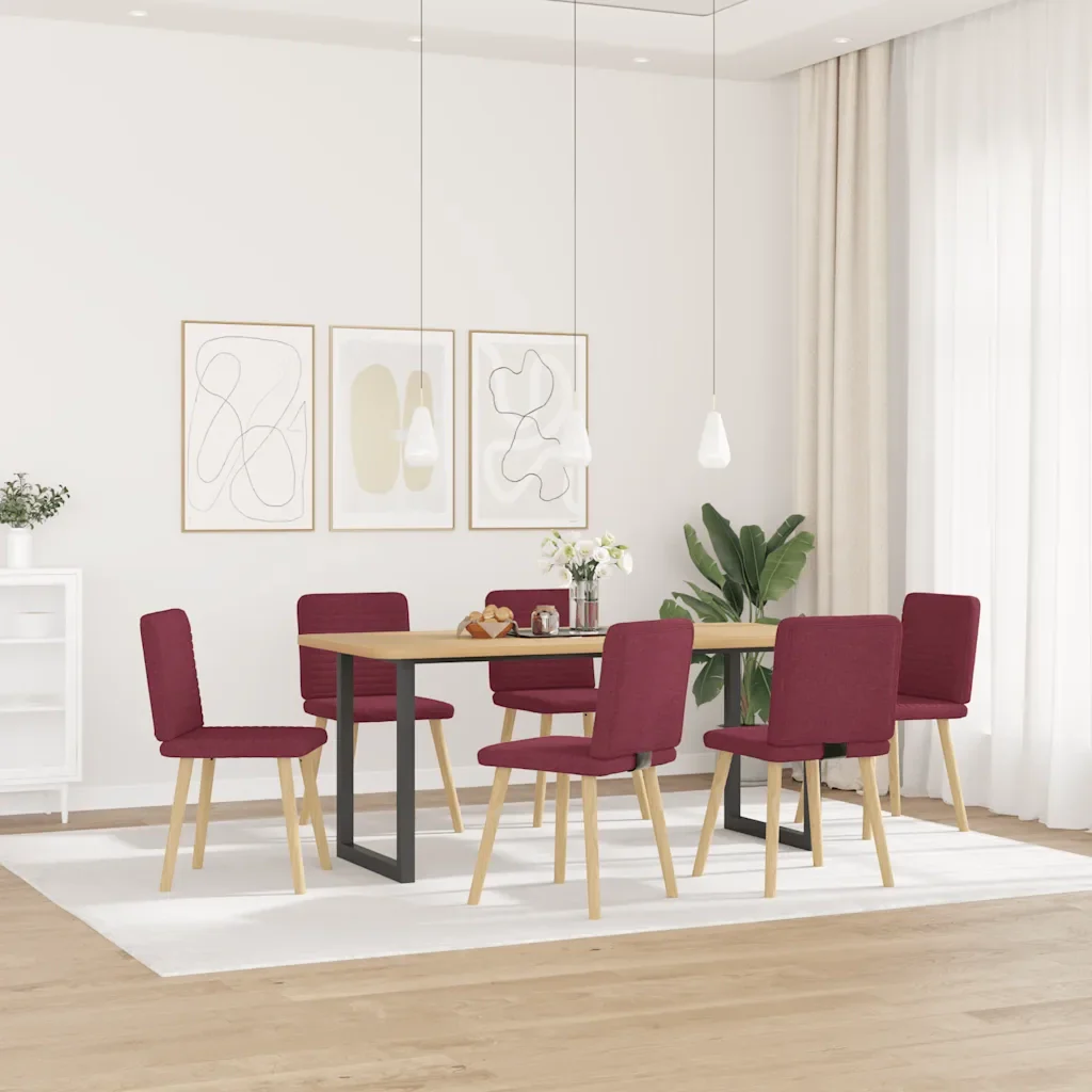 vidaXL Sedie da Pranzo 6 pz Rosso Vino in Tessuto