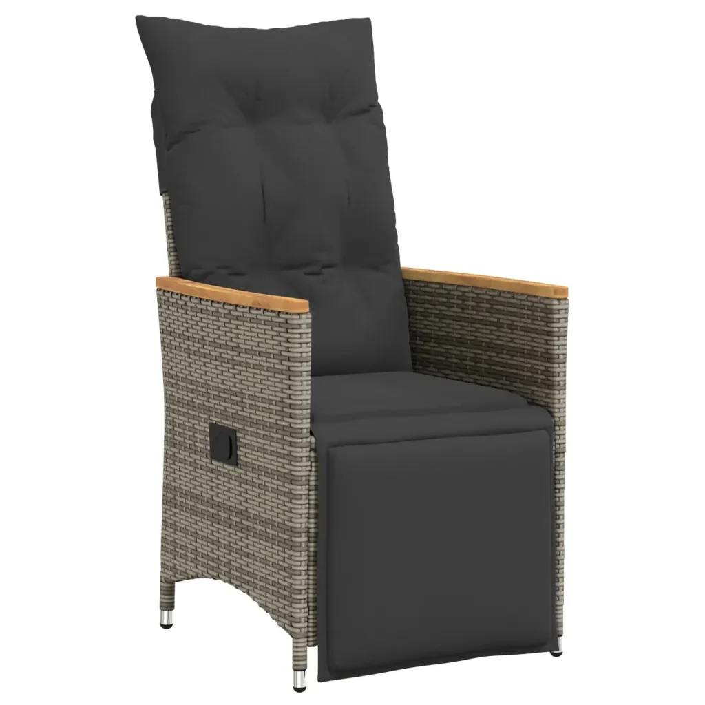 Set Bistrò da Giardino 7 pz con Cuscini in Polyrattan Grigio - Image 3