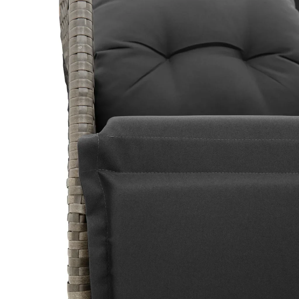 Set Bistrò da Giardino 7 pz con Cuscini in Polyrattan Grigio - Image 4