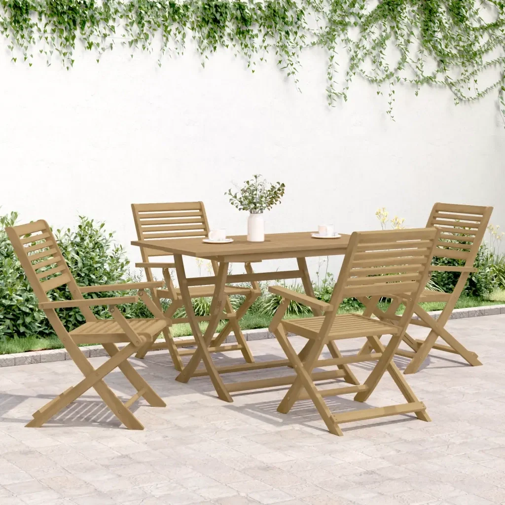 vidaXL Set da Pranzo per Giardino 5 pz in Legno Massello di Acacia - Image 3