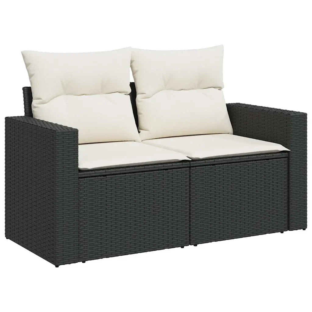 vidaXL Set Divani da Giardino 11 pz con Cuscini in Polyrattan Nero - Image 3