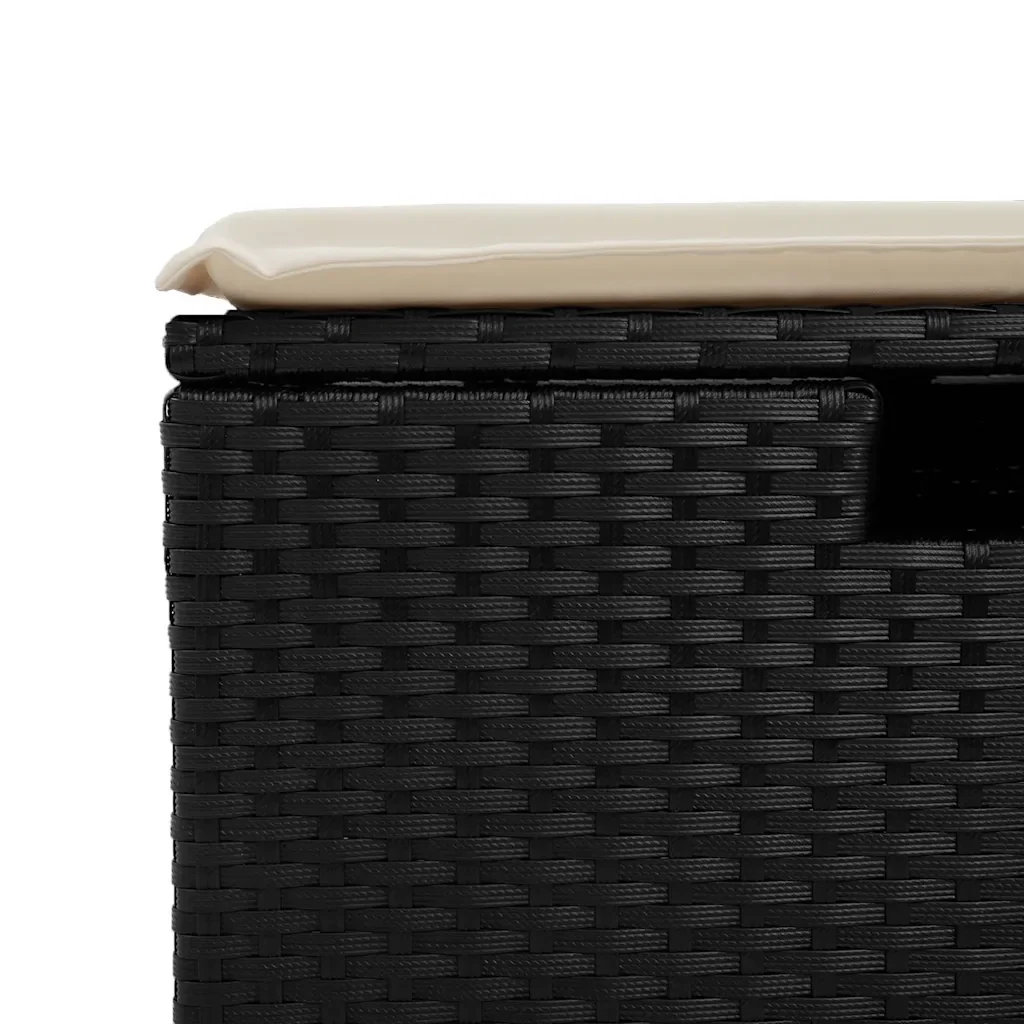 vidaXL Set Divani da Giardino 4 pz con Cuscini Nero in Polyrattan - Image 9