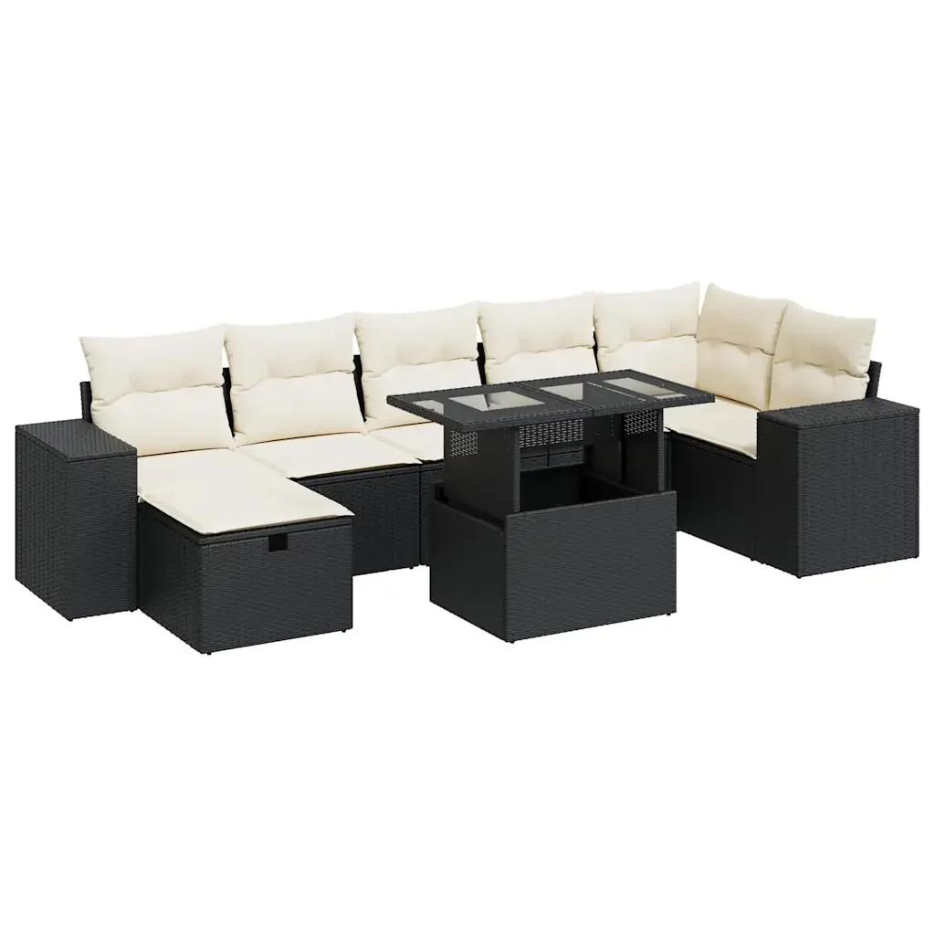 vidaXL Set Divani da Giardino 5 pz con Cuscini in Polyrattan Nero - Image 2