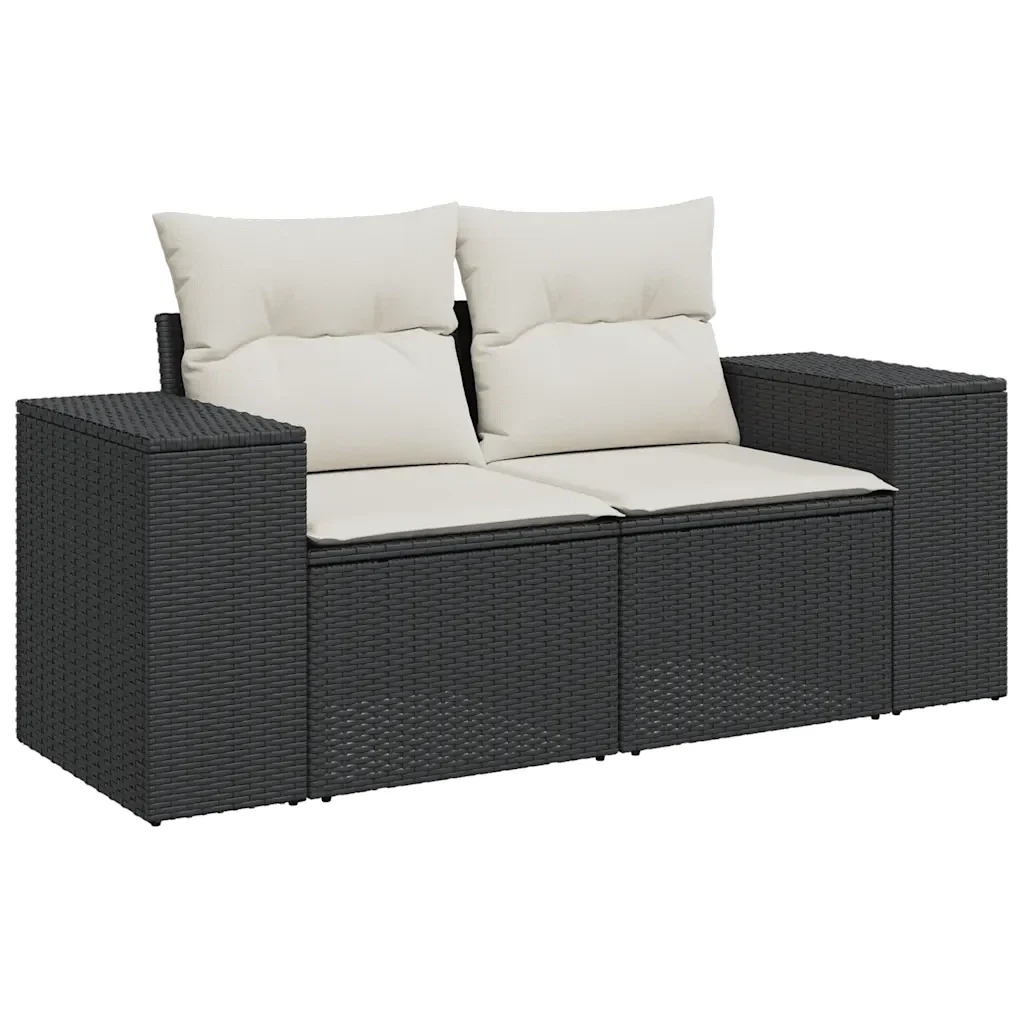 vidaXL Set Divani da Giardino 5 pz con Cuscini in Polyrattan Nero - Image 4
