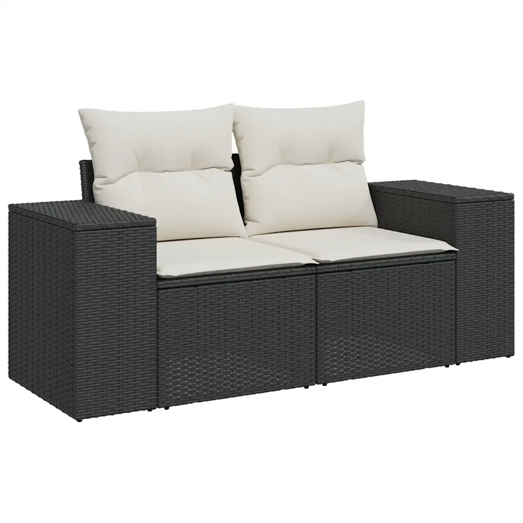 vidaXL Set Divani da Giardino 9 pz con Cuscini Nero in Polyrattan - Image 4