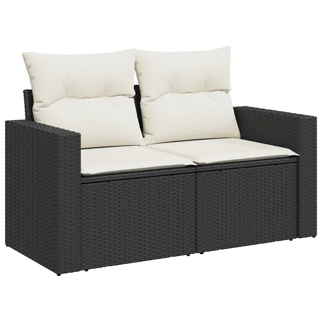 vidaXL Set Divani da Giardino 9 pz con Cuscini Nero Polyrattan Acacia - Image 4