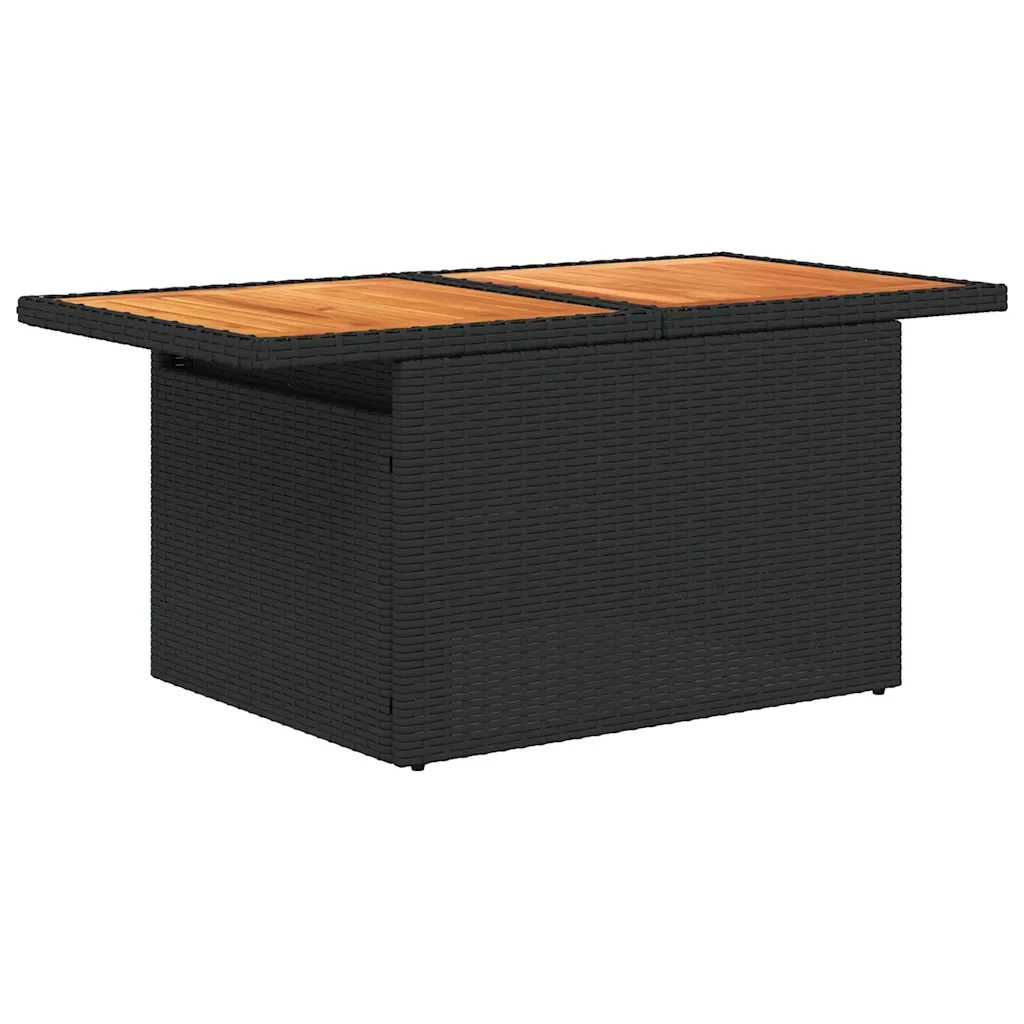 vidaXL Set Divani da Giardino 9 pz con Cuscini Nero Polyrattan Acacia - Image 6