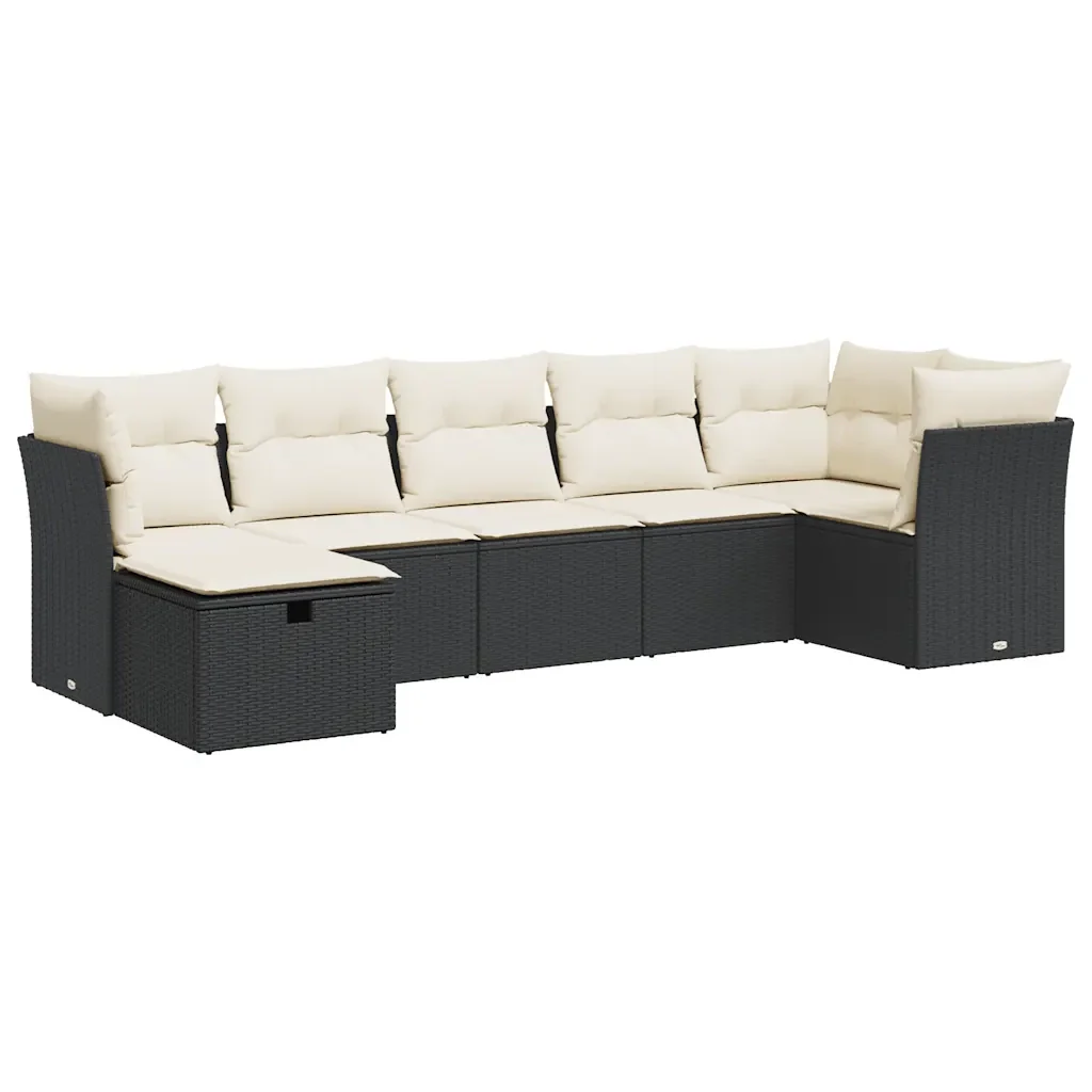 vidaXL Set Divani da Giardino con Cuscini 7pz Nero Polyrattan - Image 2
