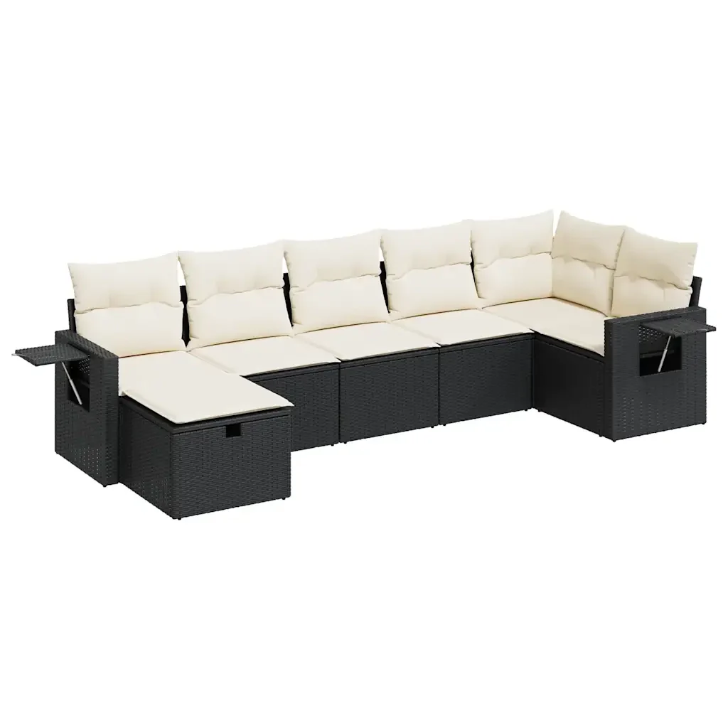 vidaXL Set Divani da Giardino con Cuscini 7pz Nero Polyrattan - Image 2