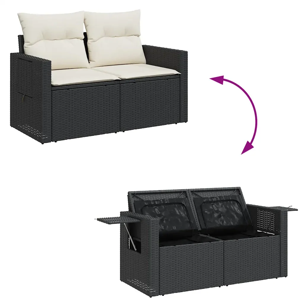 vidaXL Set Divani da Giardino con Cuscini 7pz Nero Polyrattan - Image 8