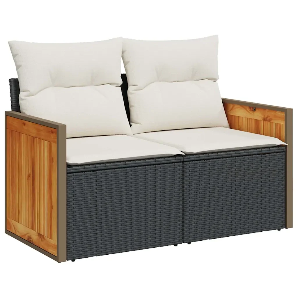 vidaXL Set Divani da Giardino con Cuscini 7pz Nero Polyrattan - Image 4
