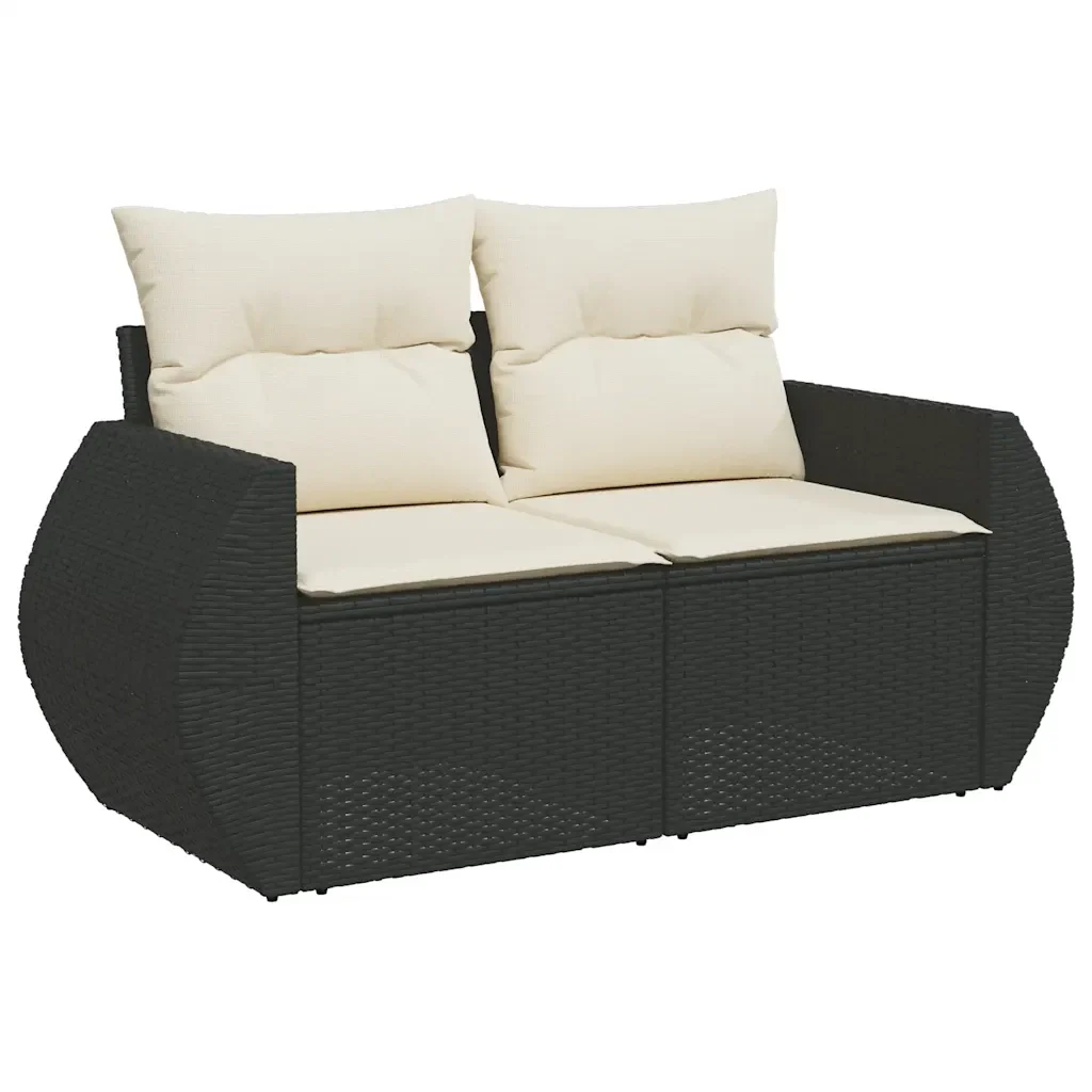 vidaXL Set Divani da Giardino con Cuscini 8 pz Nero in Polyrattan - Image 4