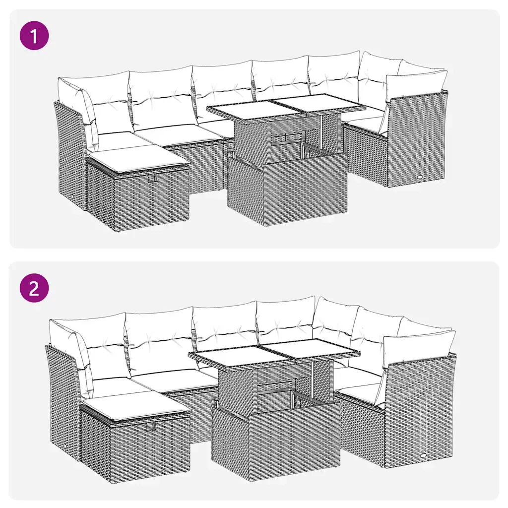 vidaXL Set Divani da Giardino con Cuscini 8 pz Nero in Polyrattan - Image 6