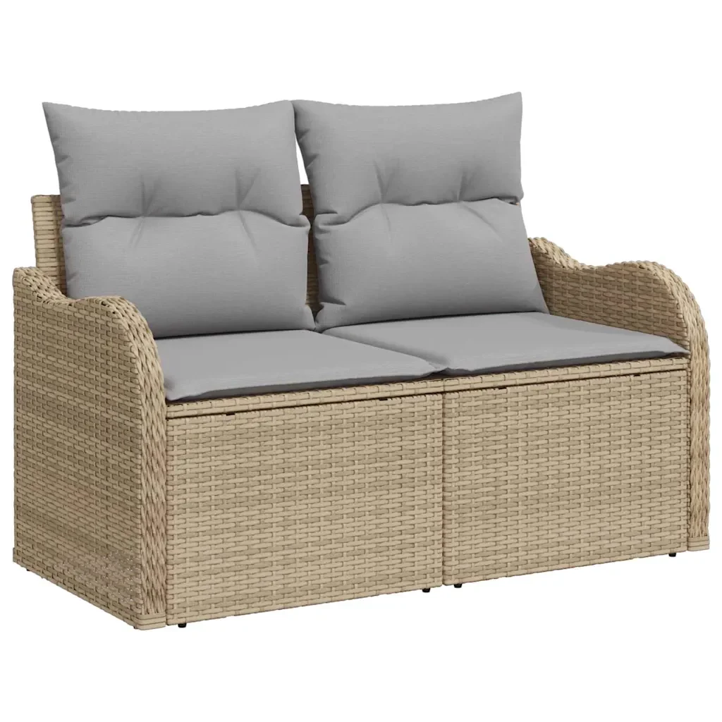 Set Divano da Giardino con cuscino 10 pcs Beige polyrattan - Image 6
