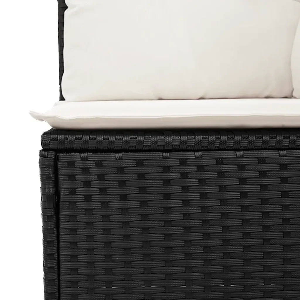 vidaXL Set Divano da Giardino 6 pz con Cuscini Nero in Polyrattan - Image 8