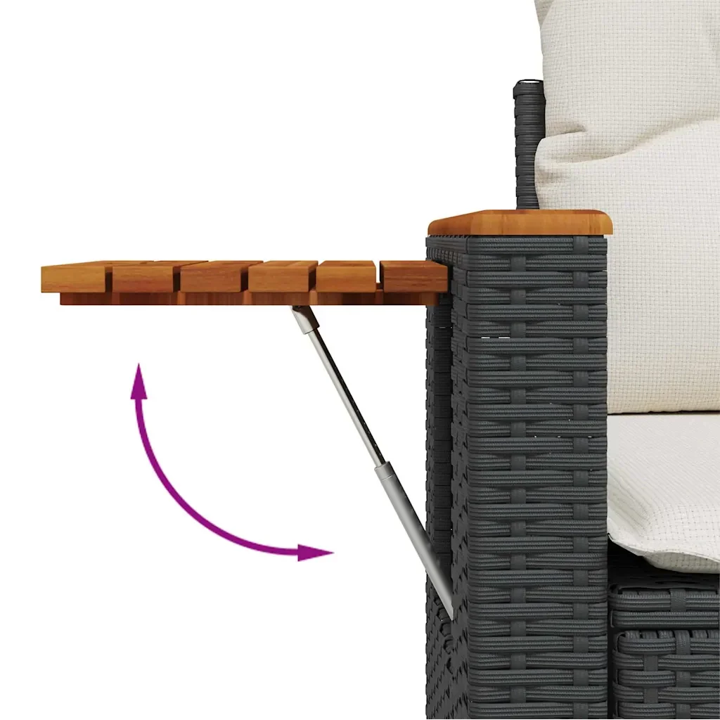 vidaXL Set Divano da Giardino 6 pz con Cuscini Nero in Polyrattan - Image 8