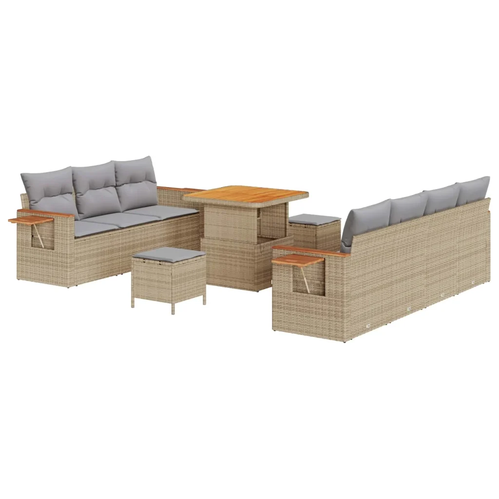 Set Divano da Giardino 10 pcs Beige polyrattan - Image 2